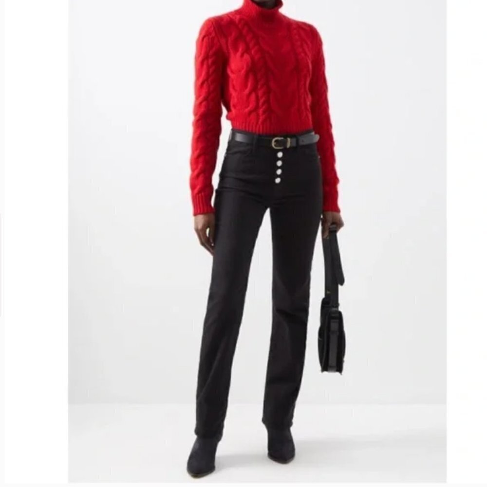 Frame x Claudia Schiffer Le Super High Straight Jeans Black size 32